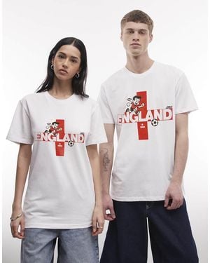 PRNT England Football Mascot Graphic Relaxed Fit T-Shirt - White