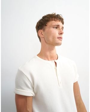 TOPMAN Classic Fit Short Sleeve Waffle Henley - White