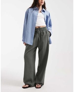 ONLY Wide Leg Linen Look Trousers - Blue