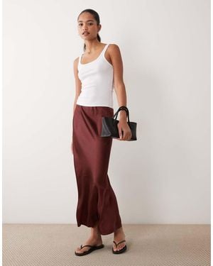 ASOS Satin Bias Maxi Skirt - Red