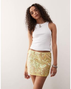 Collusion Sequin Mini Skirt - White