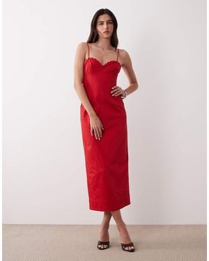ASOS Structu Cotton Cami Maxi Sundress With Bust Detail - Red