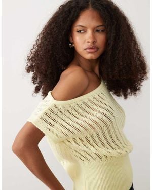 Miss Selfridge Knit Off The Shoulder Top - Brown