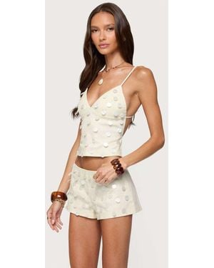 Edikted Arielle Iridescent Backless Top - Natural