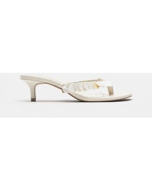 Pull&Bear Beaded Heeled Sandals - Natural