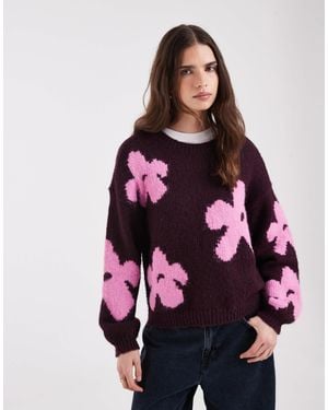 ONLY Flower Details Knitted Sweater - Red