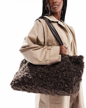 South Beach Bolso Tote Marrón De Piel Sintética De - Negro