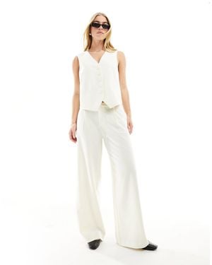 Stradivarius Str Tailored Trouser - White