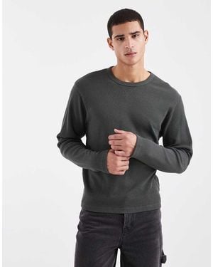 Cotton On Long Sleeve Waffle Textured T-shirt - Grey