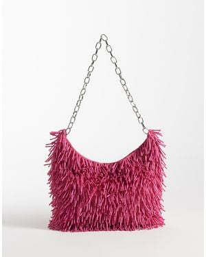 ASOS – mit perlen verzierte schultertasche - Pink