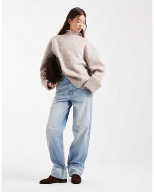 ASOS Knit Longline Funnel Neck Jumper - Blue
