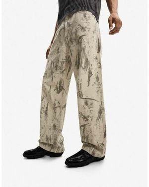 Bershka baggy Printed Jeans - Natural