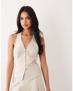 Miss Selfridge Tailored Linen Look Halter Top - White