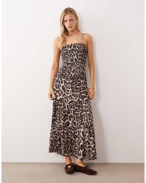 Iisla & Bird Maxi Shirred Detail Beach Dress - Brown