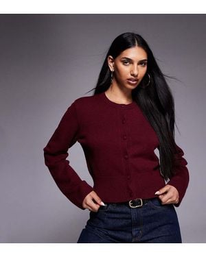 The Frolic Exclusive Ribbed Structu Waist Button Through Cardigan - Red