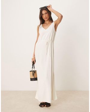 Jdy Linen Mix Tie Maxi Dress - Natural