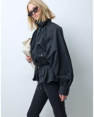 & Other Stories Other Funnel Neck Jacket With Cinch Waist - Blue