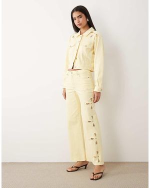 GOOD AMERICAN Good Waist Palazzo Wide Leg Jeans With Cut Outs - Natural