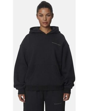 Good For Nothing Oversized Washed Cotton Fleece Hoodie - Blue