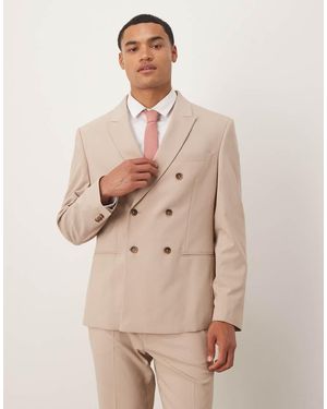 ASOS Double Breasted Slim Suit Jacket - Natural