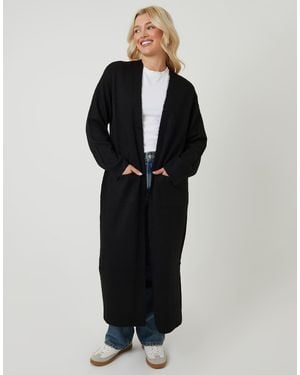 Threadbare Dropped Shoulder Knitted Coatigan - Black
