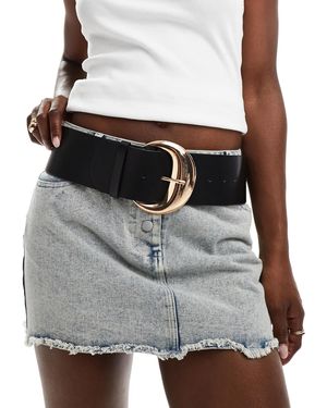 Glamorous Wide Belt With Chunky Buckle - Grey