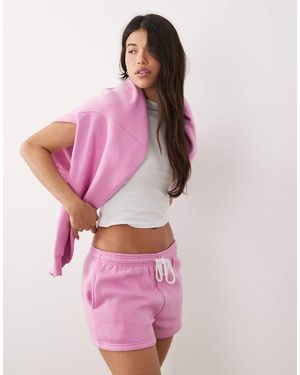 Kaiia Cotton Rich Embroidered Logo Sweat Shorts - Pink