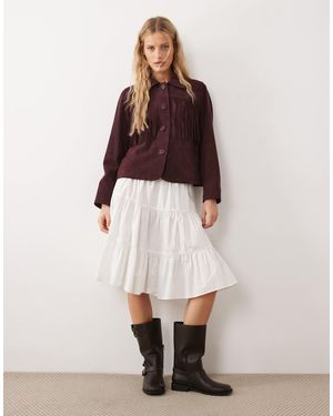 Urbancode Veste à franges style western - bordeaux - Violet