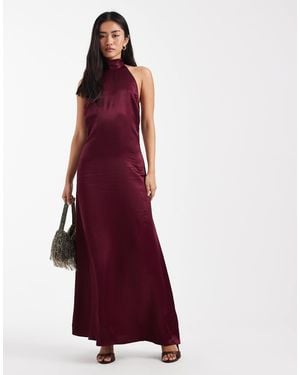 ASOS Satin Halter Low Back Maxi Dress - Purple