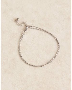 ASOS Waterproof Stainless Steel Delicate Mixed Chain Bracelet - Natural