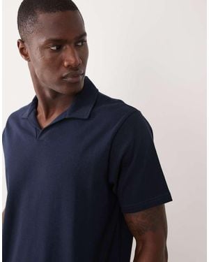 ASOS Heavyweight Regular Fit Notch Polo - Blue