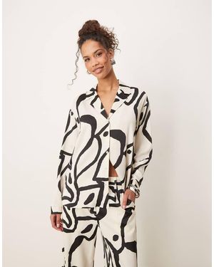 Aware Oversized Satin Shirt Co-ord - Natural