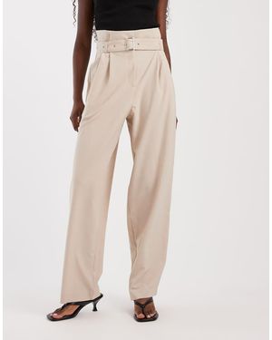 ASOS Tailored Paper Bag Waist Pirate Peg Trousers - Natural