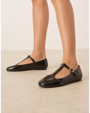 Asos Design Wide Fit Latham Mary Jane Ballets - Natural