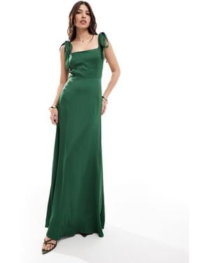 Maids To Measure Bridesmaid Tie Shoulder Maxi Dress - Green