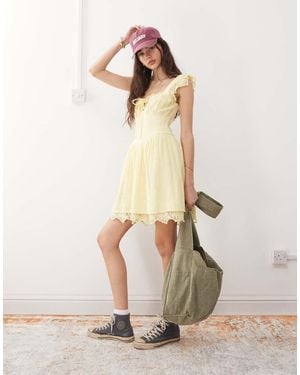 Reclaimed (vintage) Western Summer Dress With Cinched - Natural