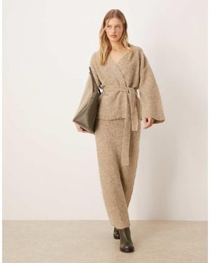 Y.A.S Falda Larga Color Topo Melange De Punto Texturizado Premium De (Parte De Un Conjunto)-Gris - Neutro