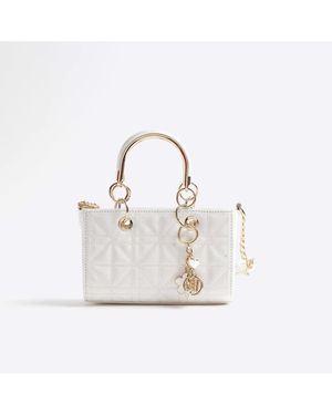 River Island Small Metal Handle Tote Bag - White