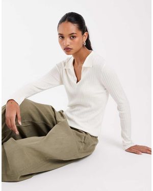Lee Jeans Long Sve Knitted Waffle Top - White