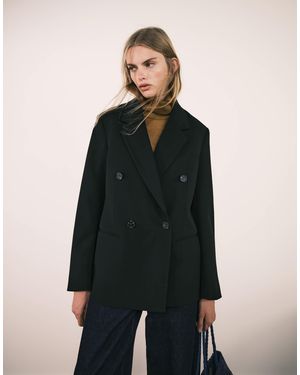 ARKET Relaxed Fit Double-breasted Blazer With Welt Pockets At Front - Black