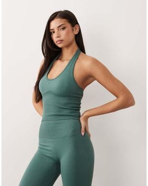 4505 Sculpting Seamless Halter Neck Vest With Inner Bra - Green