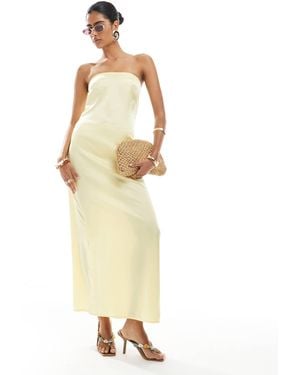 Pieces Bandeau Maxi Satin Dress - Metallic