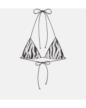 Pull&Bear Triangelbikinitopje Met Zebraprint - Wit