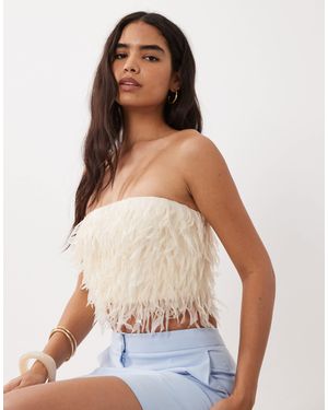 Mango Textured Off Shoulder Top - White
