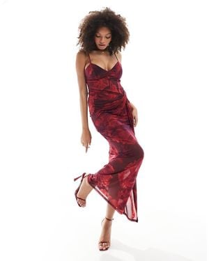 Forever New Sheer Corset Maxi Dress - Red