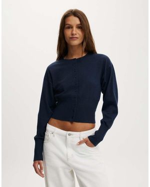 Cotton On Sara Button Cardigan - Blue