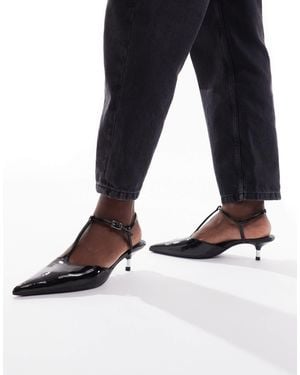 Stradivarius T-Bar Kitten Heel - Black