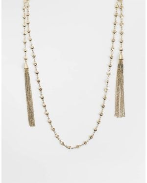 ASOS Wraparound Necklace With Tassel Detail - Natural