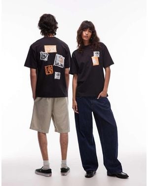 Vans T-Shirt Nera Con Stampa Grafica Di Toppe Stile Punk Sul Retro - Blu