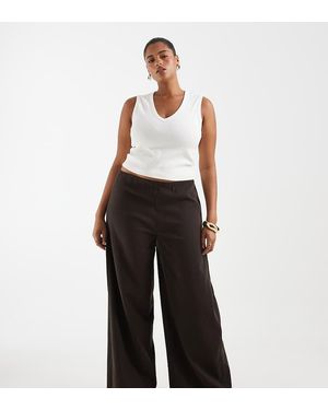 ONLY Solo Pantalones De Pernera Ancha Curve En Marrón Chocolate - Negro